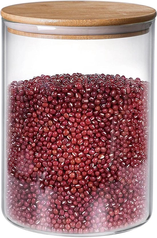 2 sette contenitori in vetro da 3000 ml / 100 FL oz con coperchio, contenitori a chiusura ermetica per la conservazione di prodotti alimentari con coperchio in bambù, contenitori per la conservazione di spaghetti, muesli, pasta, farina, tè, spezie, ecc.