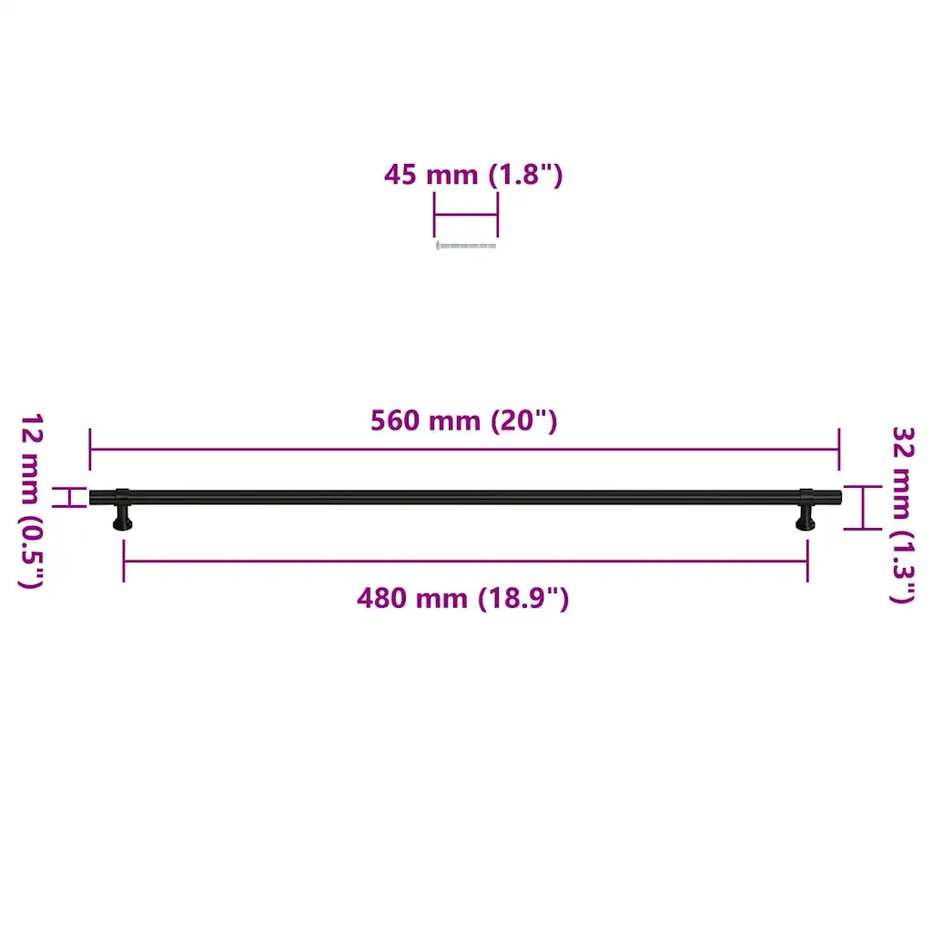 Maniglie per Mobili 5 pz Nere 480mm in Acciaio Inox CFW1033197