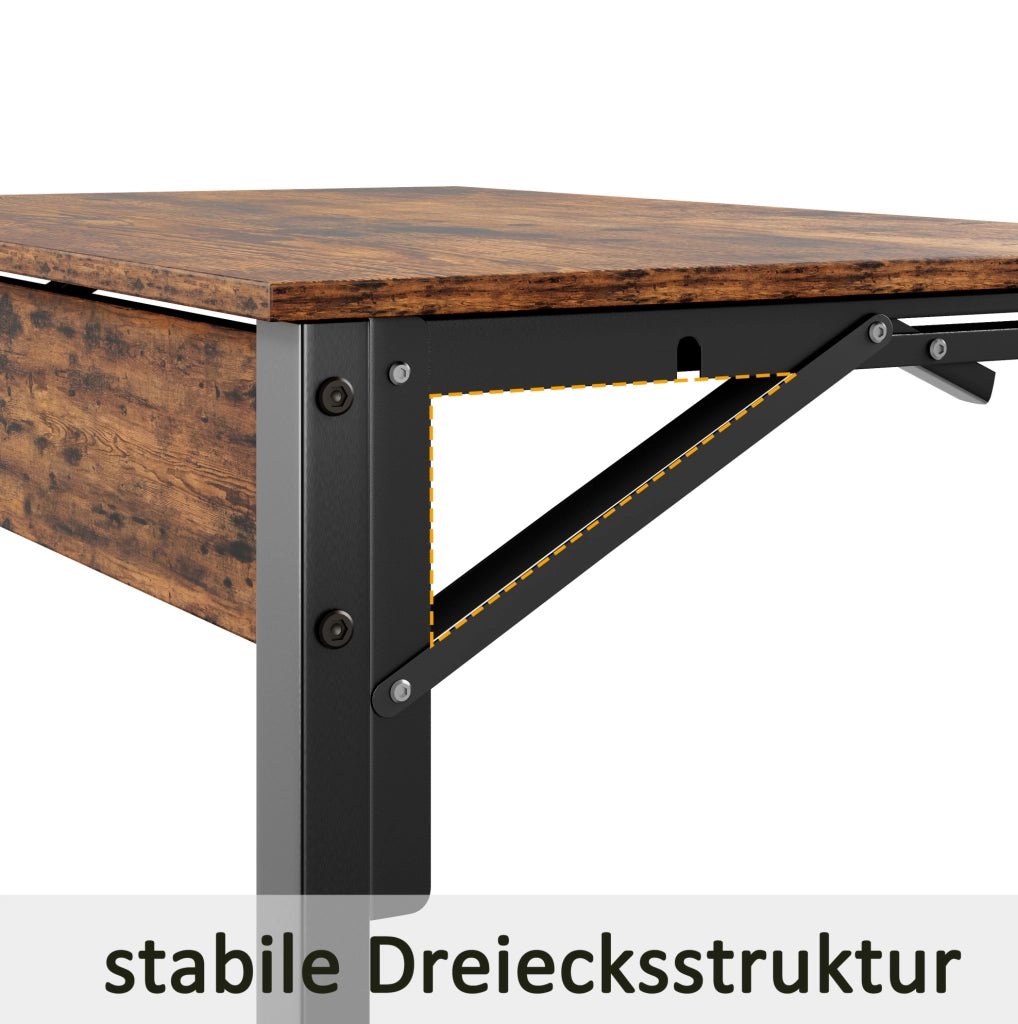 Tavolino laterale a C pieghevole 60 x 37 x 71 cm marrone rustico