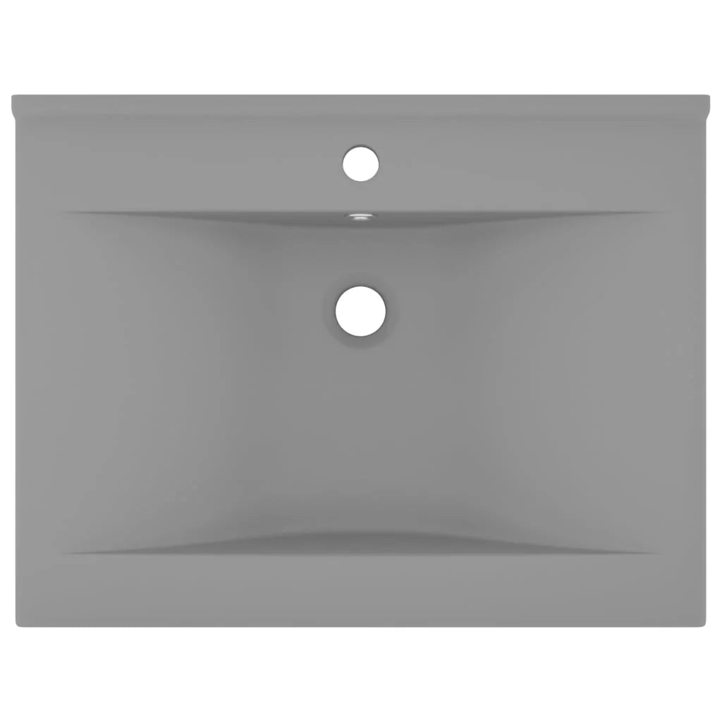 Lavabo con foro per rubinetto lavabo da appoggio lavabo per bagno cucina arredamento 60 x 46 cm ceramica grigio chiaro opaco 02_0002768