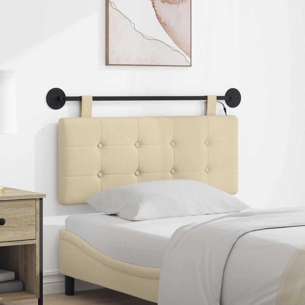 Testiera sospesa Con luce LED Crema Tessuto