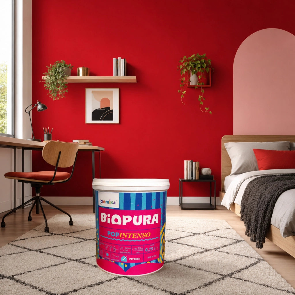 Popintenso palestra e decori interni pittura murale lavabile e coprente cromika *** formato 0,750 lt, colore- rosso m...
