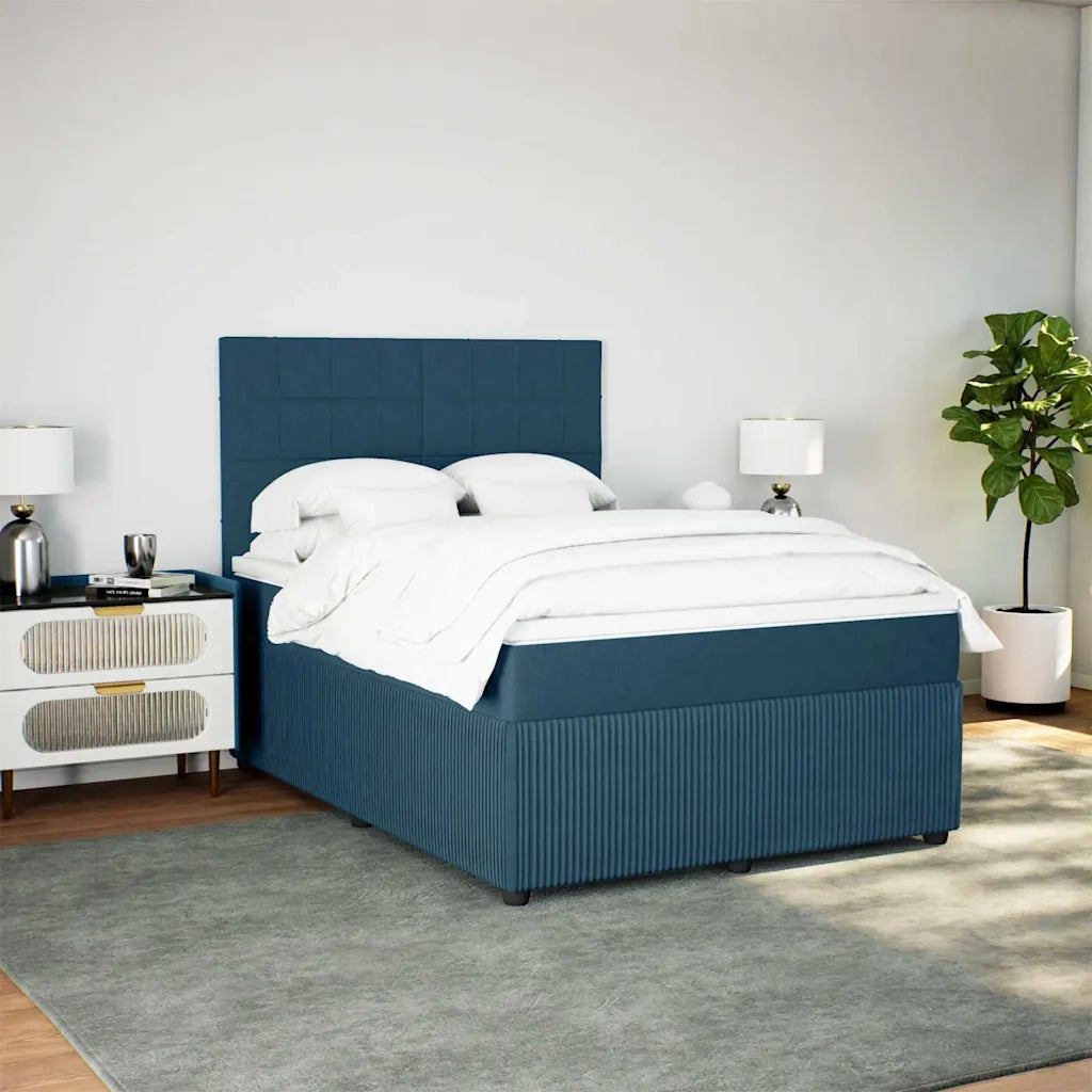 Giroletto a Molle con Materasso Blu 140x200 cm in Velluto