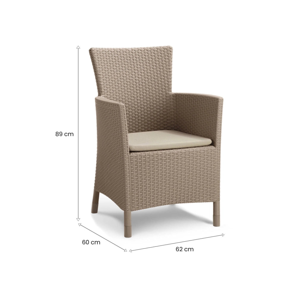 Poltrona da esterno Steinbach, Poltroncina da giardino, Seduta outdoor, Poltrona per esterni, 62x60 h89 cm, Tortora