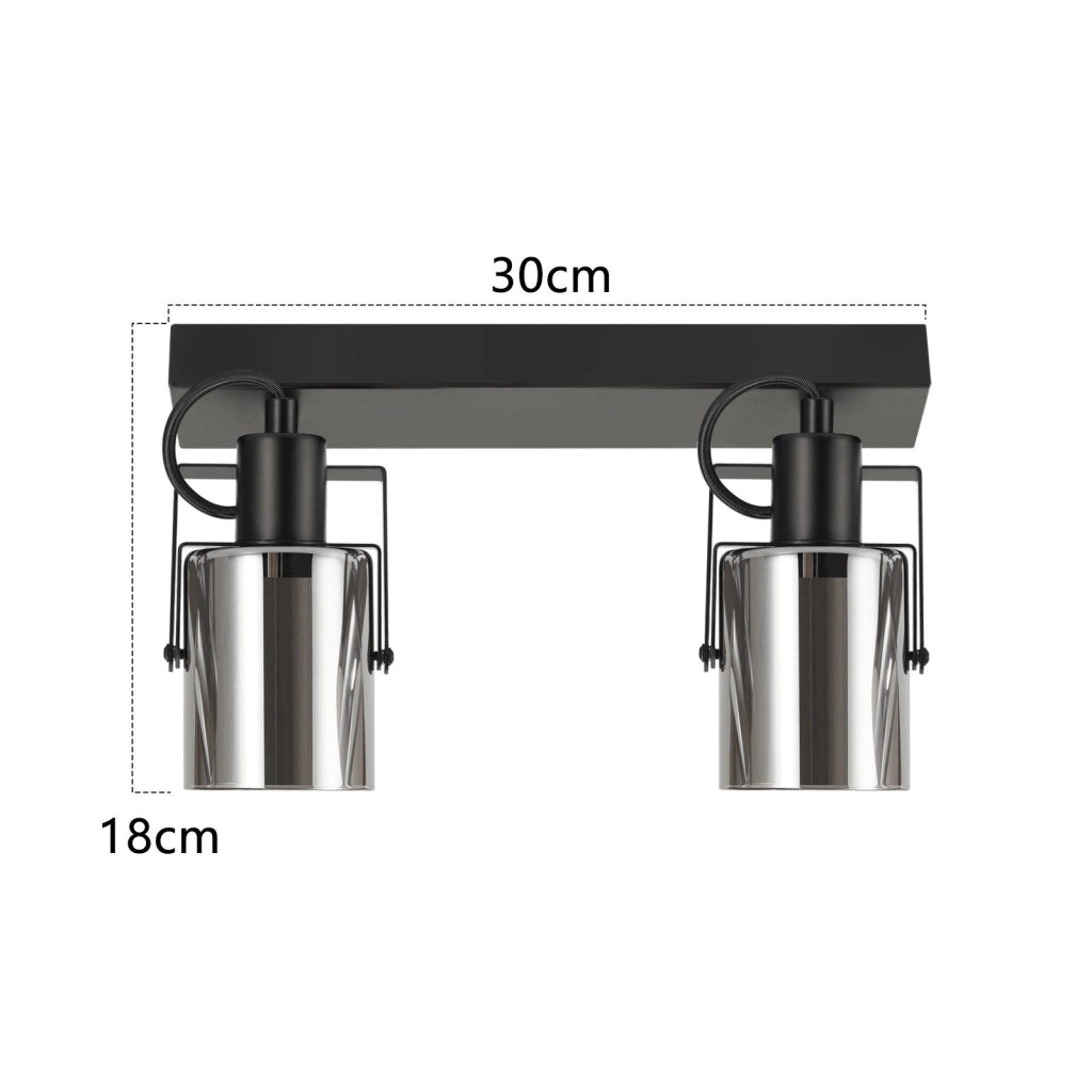 ZMH Faretto da soffitto 2 fiamme vetro grigio fumo E14 per camera letto