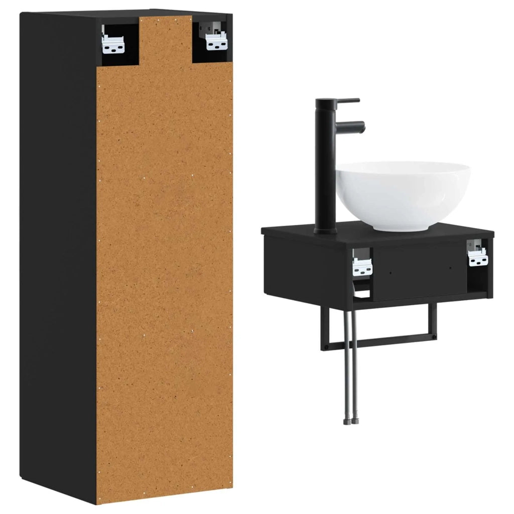 Set di mobili per il bagno 2 pz Nero 33 x 34,5 x 100 cm 3406094