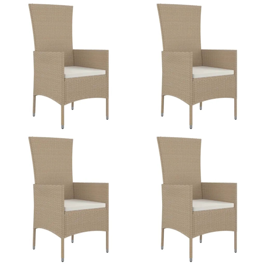 Sedie da Giardino con Cuscini 4 pz in Polyrattan Beigecod mxl 71427