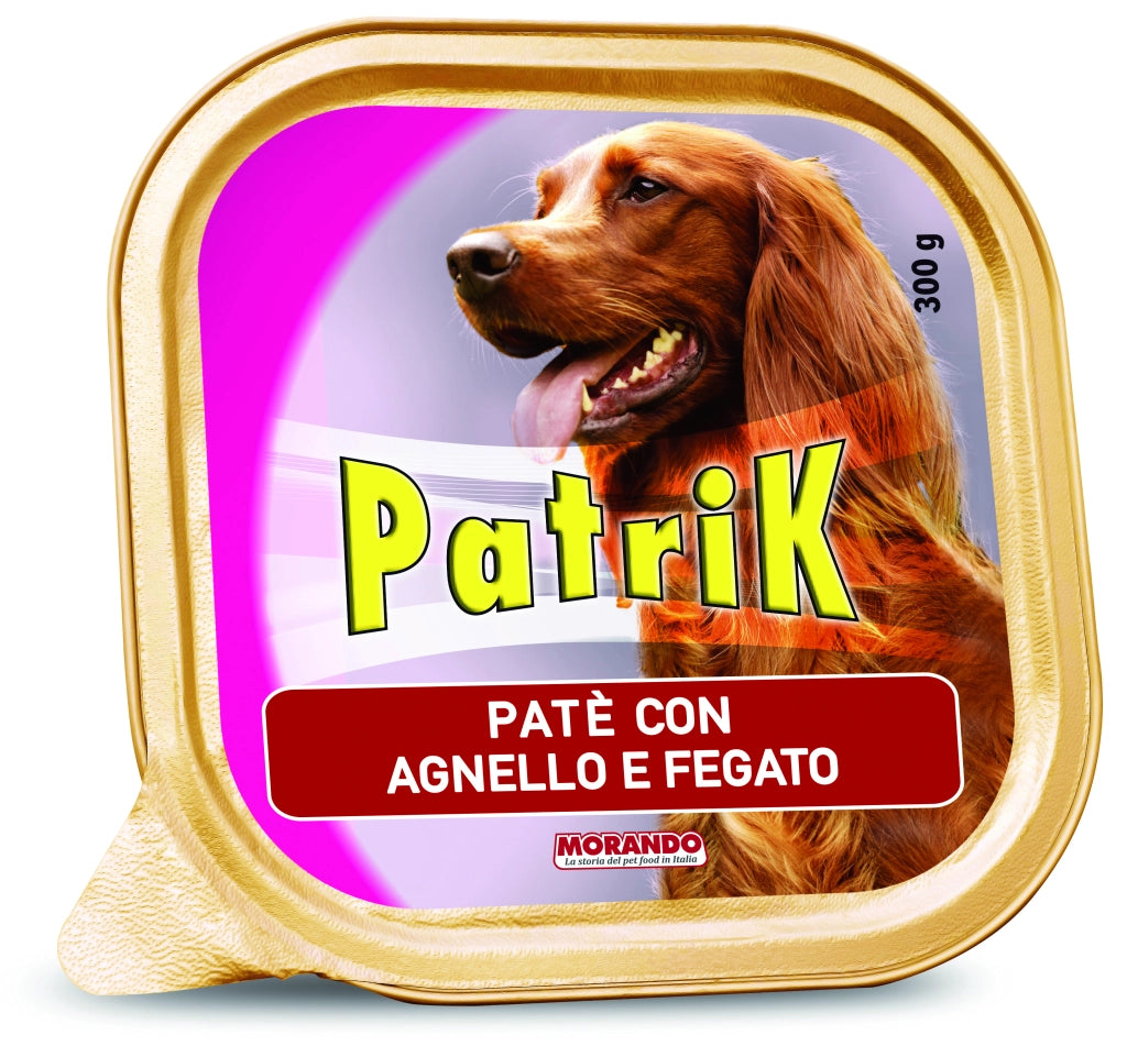 Patè per Cani ''Patrik'' Gusto Agnello e Fegato Gr. 300 18 Pezzi Morando