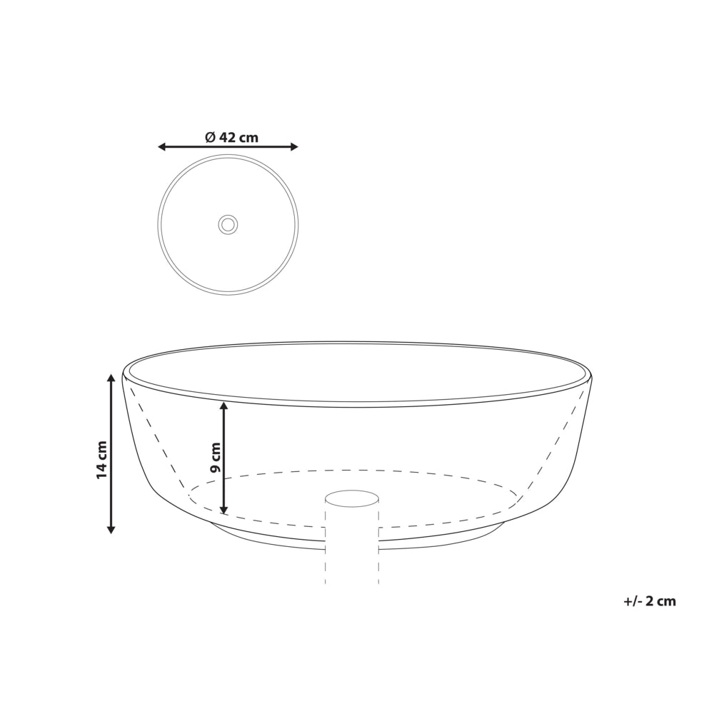 Lavabo da appoggio in ceramica bianca effetto marmo ⌀ 42 cm Lavabo da bagno rettangolare stile Glam