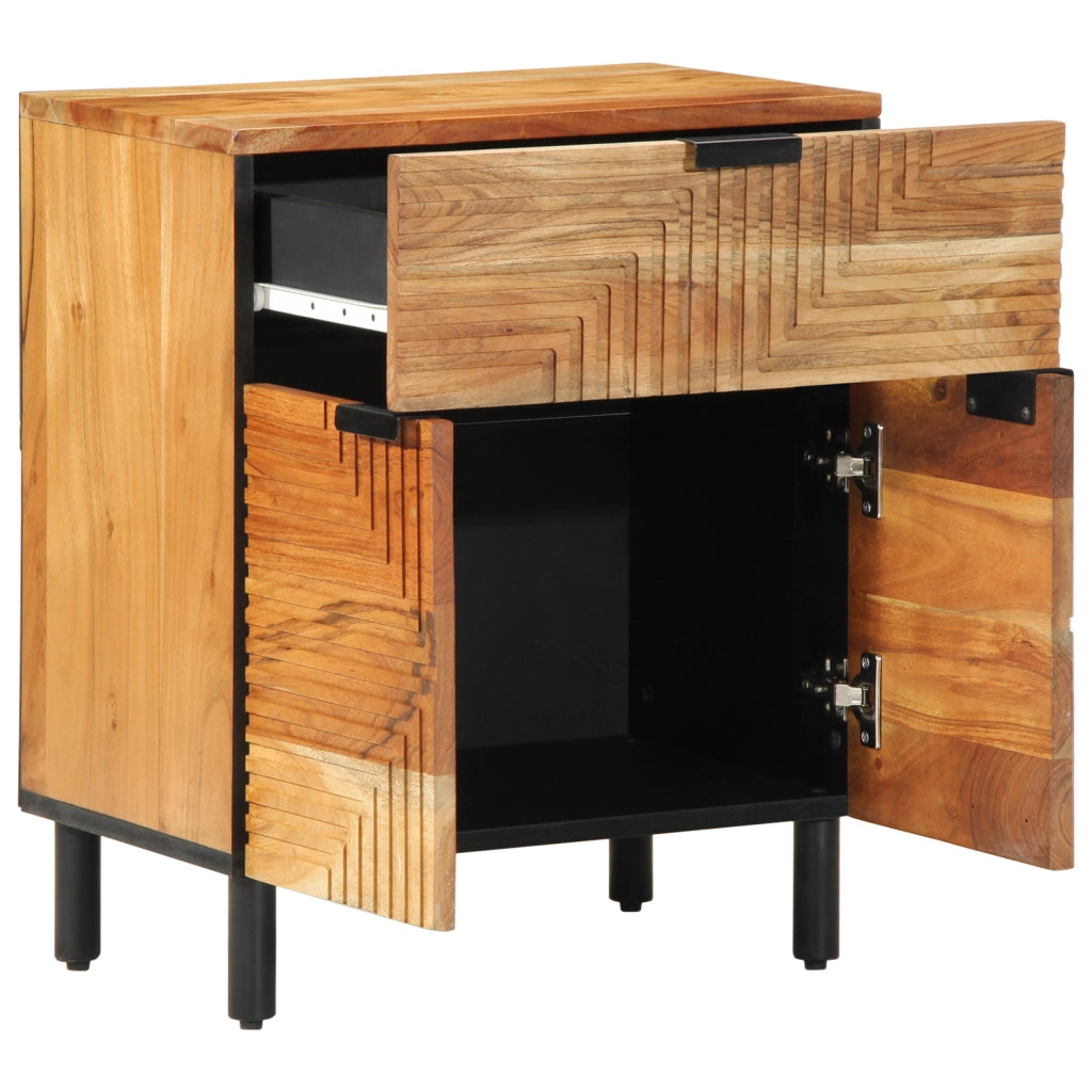 Comodino  50x33x60 cm in Legno Massello di Acacia