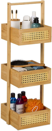 Cestello per bagno in stile bambù - 83 x 27 x 26 cm - rotan - fino a 3 kg per contenitore - bambù