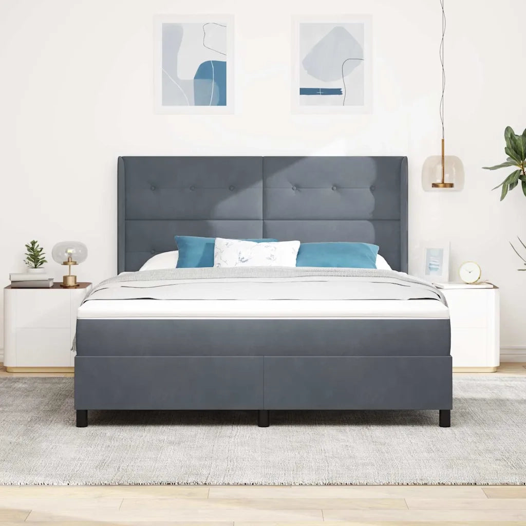 Letto a molle con materasso Grigio scuro 180 x 200 cm Velluto 3342021