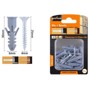Trade Shop - Set 20 Pz Viti Vite Croce 4x25mm + Tasselli Con Alette Tassello M6 Fischer 57561 -