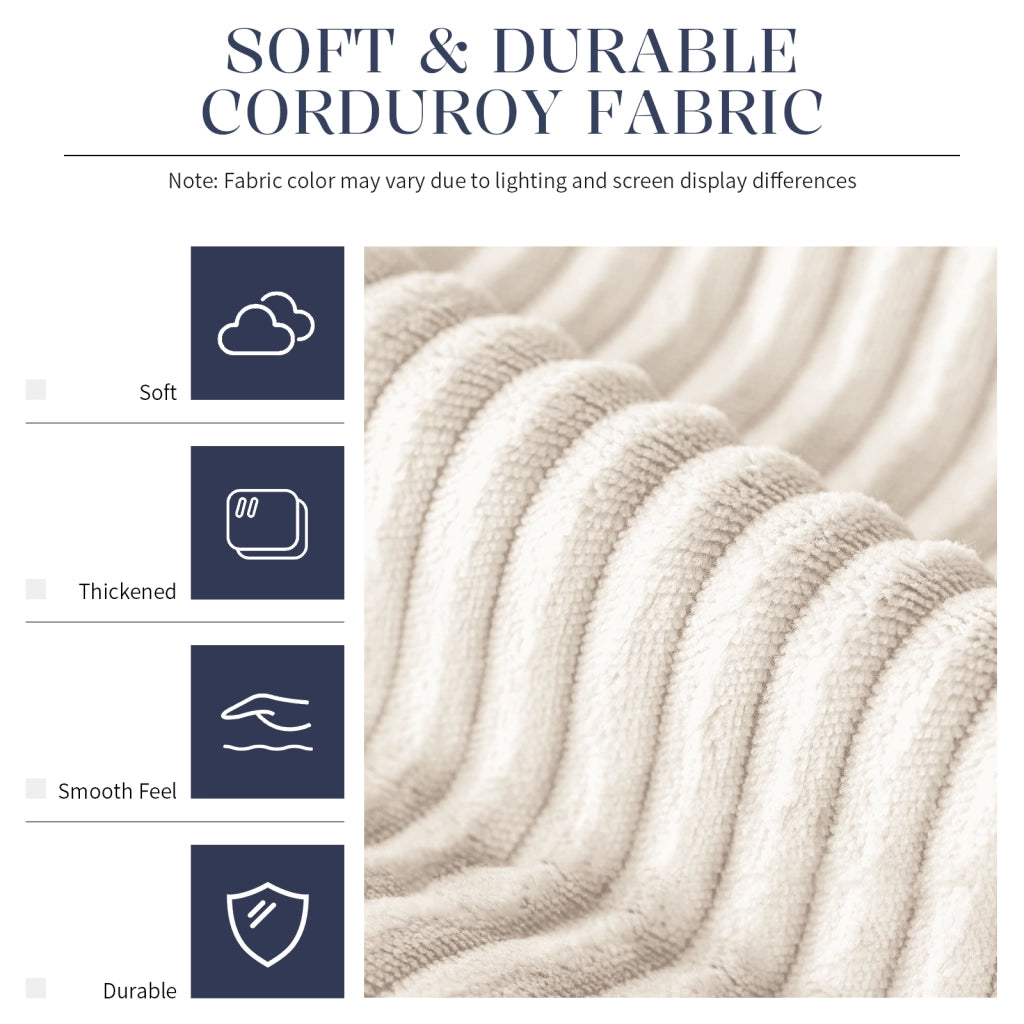 Fauteuil pouf rotondo con imbottitura in memory foam granulare e fodera in velluto a coste bianco