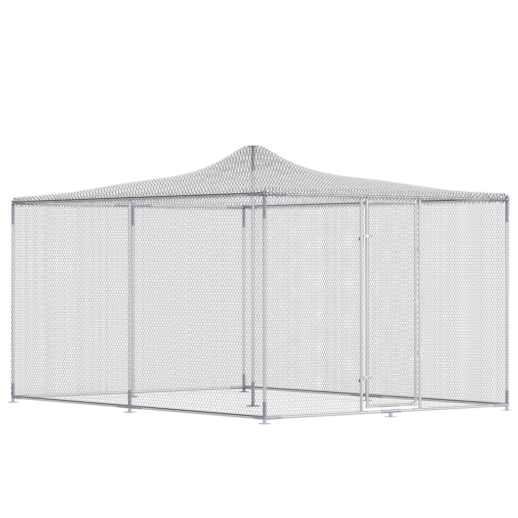 Pollaio per Galline da Esterno con Porta e Doppi Serratura, in Acciaio Zincato, 4x3x2 m, Argento