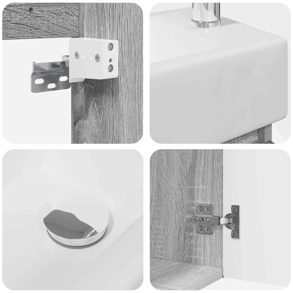 Mobile bagno con rubinetto Sonoma grigio 45,5 x 25,5 x 84 cm