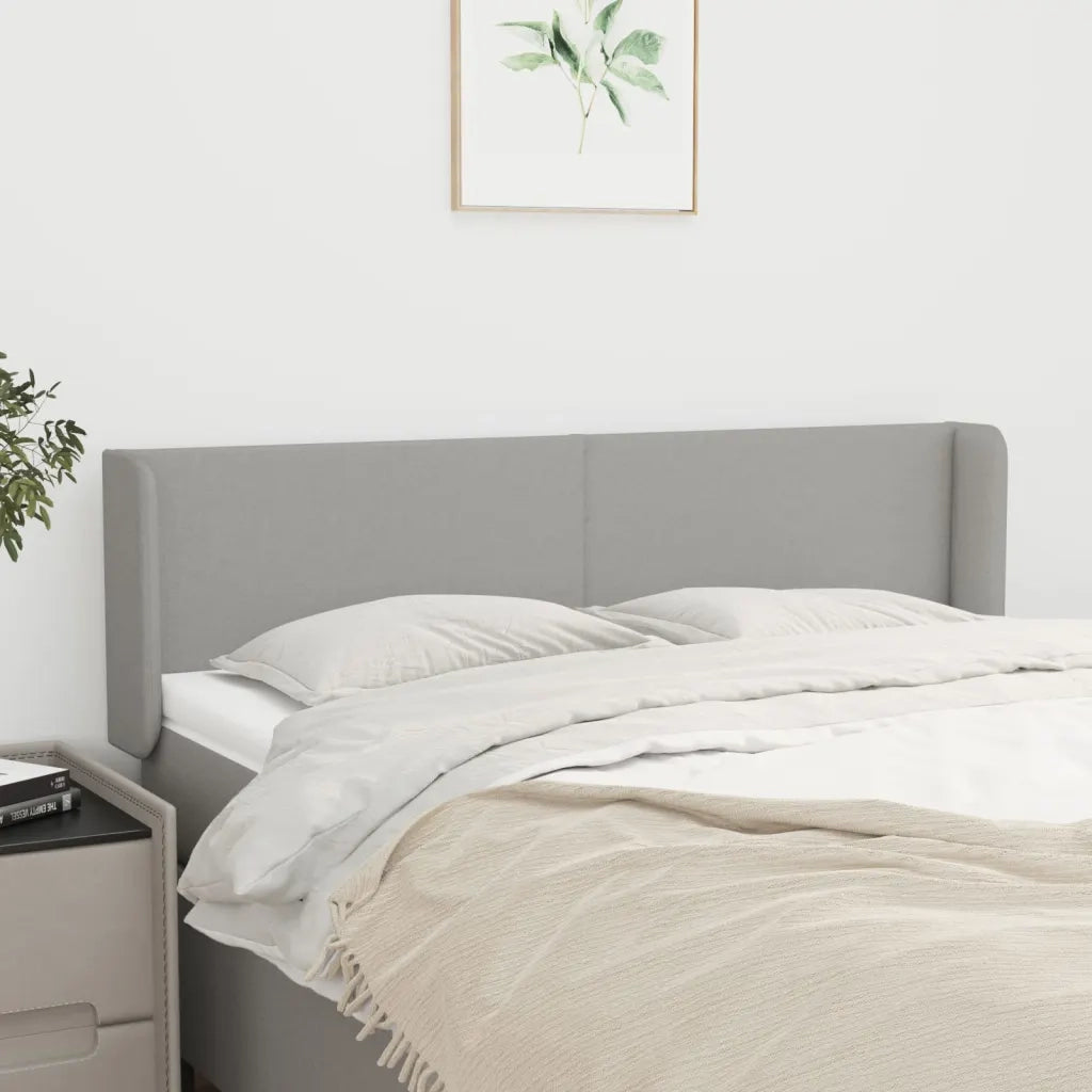 Testiera | Testata ad Orecchio Grigio Chiaro 147x16x78/88 cm in Tessuto