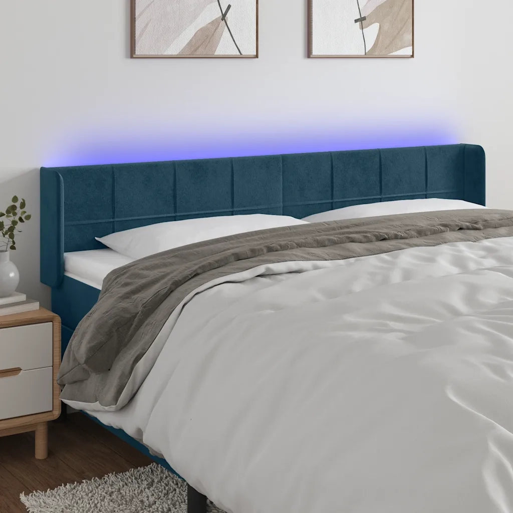 Testiera a LED-Testata con LED Blu Scuro 183x16x78/88 cm in Velluto 682050