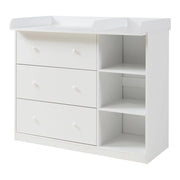 Cassettiera pratico mobile contenitore per ingresso soggiorno o spogliatoio con fasciatoio in MDF bianco 03_0009321