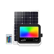 Faro Solare RGB 80W con Telecomando, Pannello Solare , 300 Lumen, Modalità Flash/Strobo/Fade/Smooth, Resistente IP65, Illuminazione Esterni Ecologica