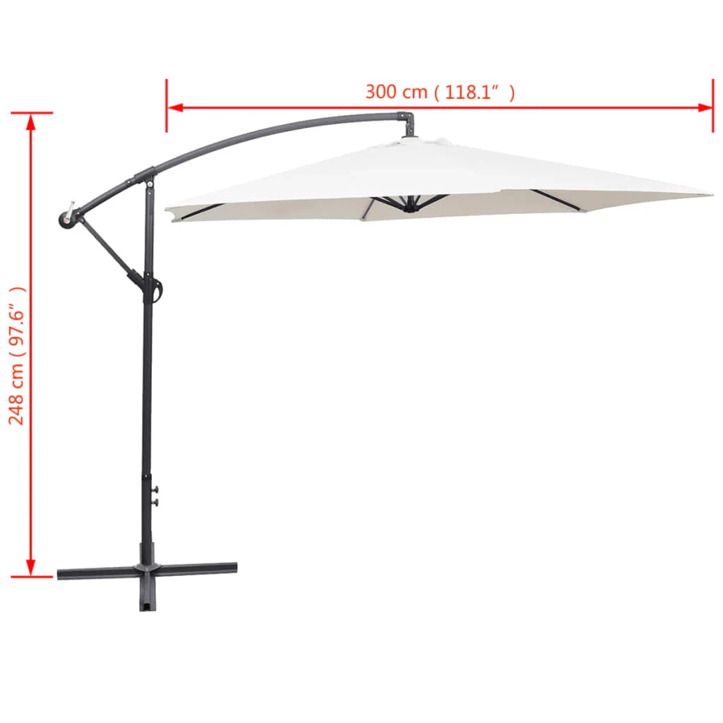 Ombrellone da giardino a sbalzo 3m bianco sabbia 02_0008598