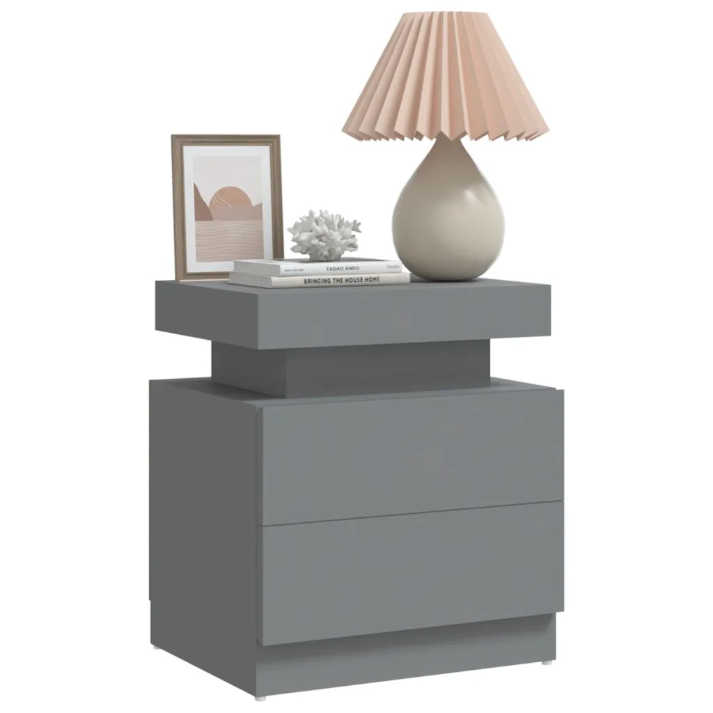 Comodino | Armadio da Notte | Mobiletto da notte Grigio 45x35x52 cm in Legno Multistrato