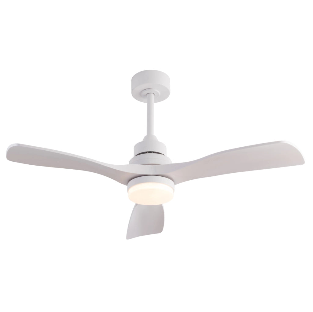 Ventilatore da soffitto 42 pollici con luce LED e telecomando; 3 pale in ABS bianco