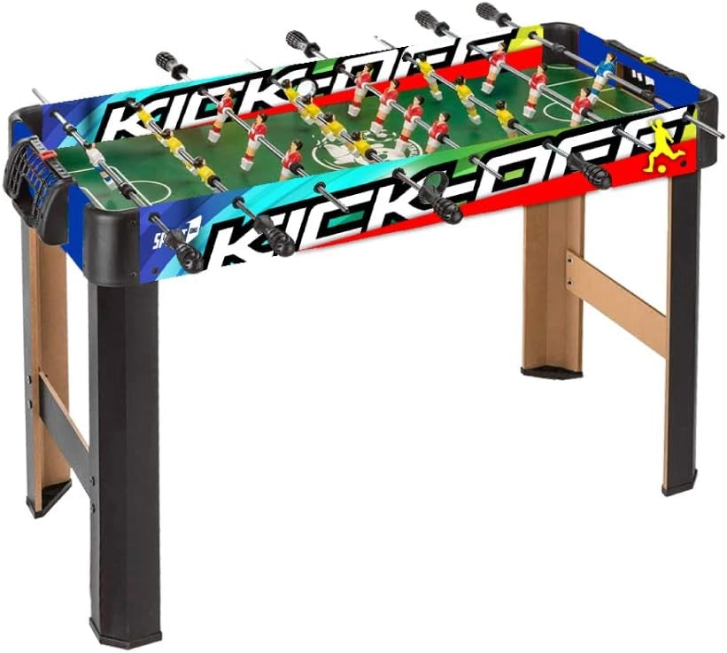 EIC Calcetto indoor Kick-Off con gambe. Calcetto balilla da interno in MDF. Misure medie, 98x42x63cm. Bigliardino da cas
