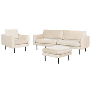 Set da soggiorno in velluto beige chiaro 5 posti Gambe Nere Stile Retrò Moderno
