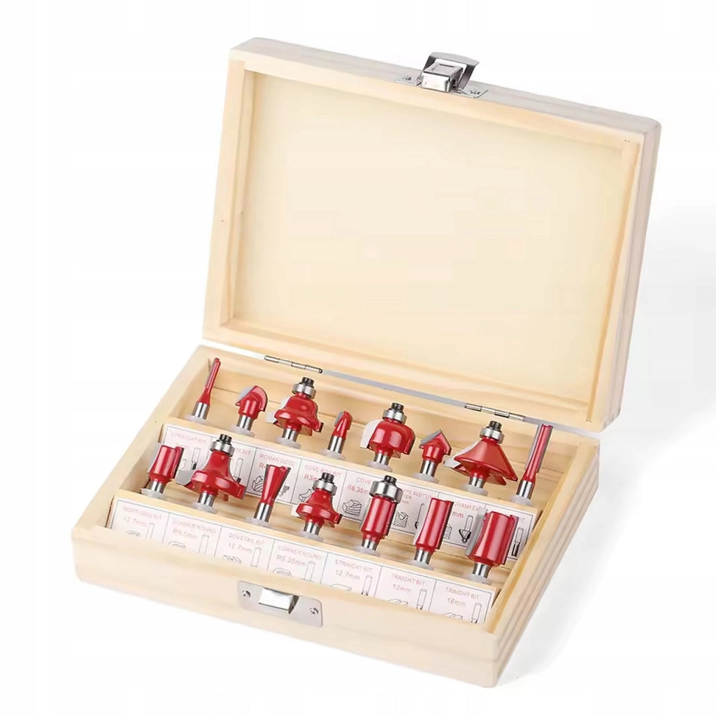 Set Frese per Legno Rosfix WoodCut Pro 15 – 15 Pezzi | Gambo 12 mm | Acciaio Temprato e Carburo | Per Fresatrice