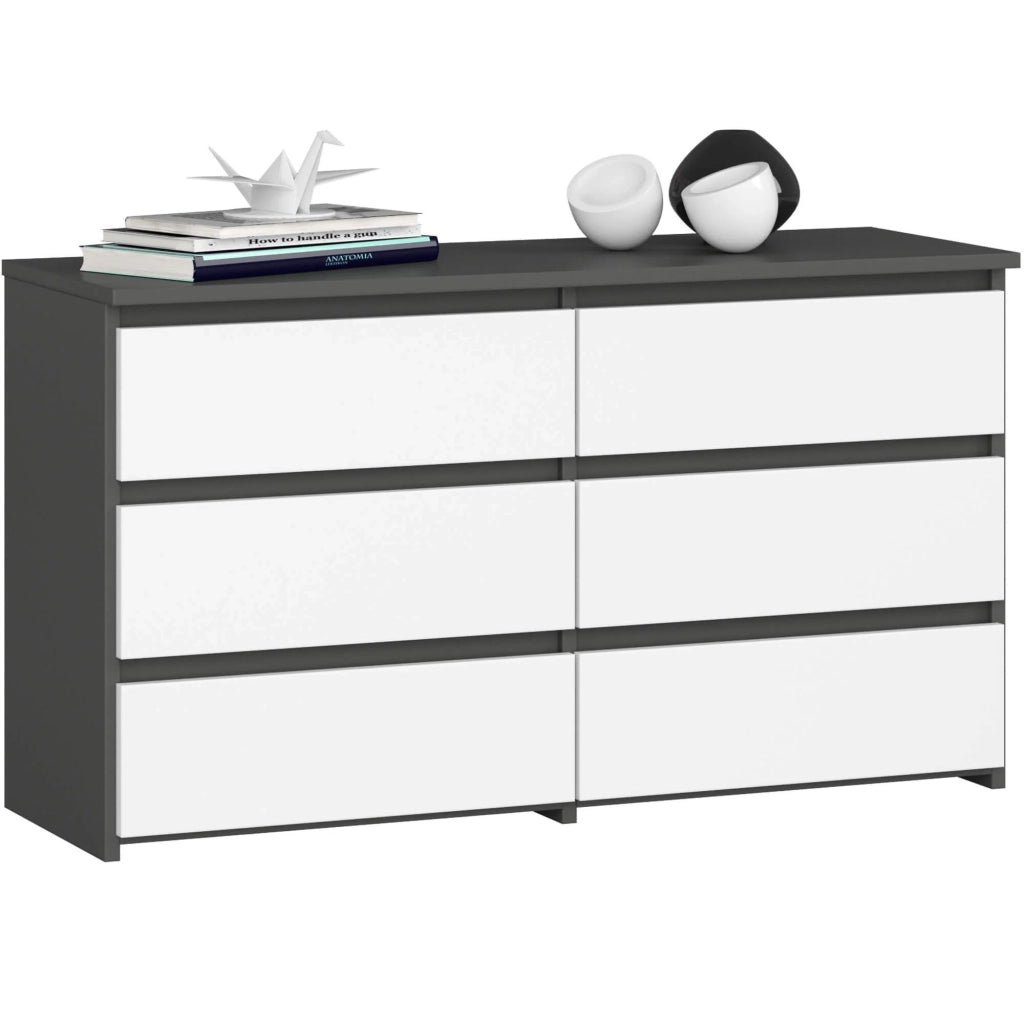 Cassettiera CL100 compatta AKORD Grigia Grafite 100 cm 6 cassetti inserto frontale Bianco 100x35x57 cm