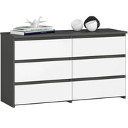 Cassettiera CL100 compatta AKORD Grigia Grafite 100 cm 6 cassetti inserto frontale Bianco 100x35x57 cm
