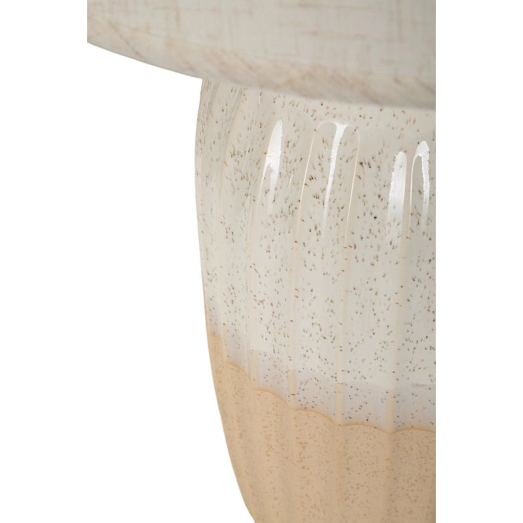 Lampada da tavolo Japandi in ceramica sabbia e crema