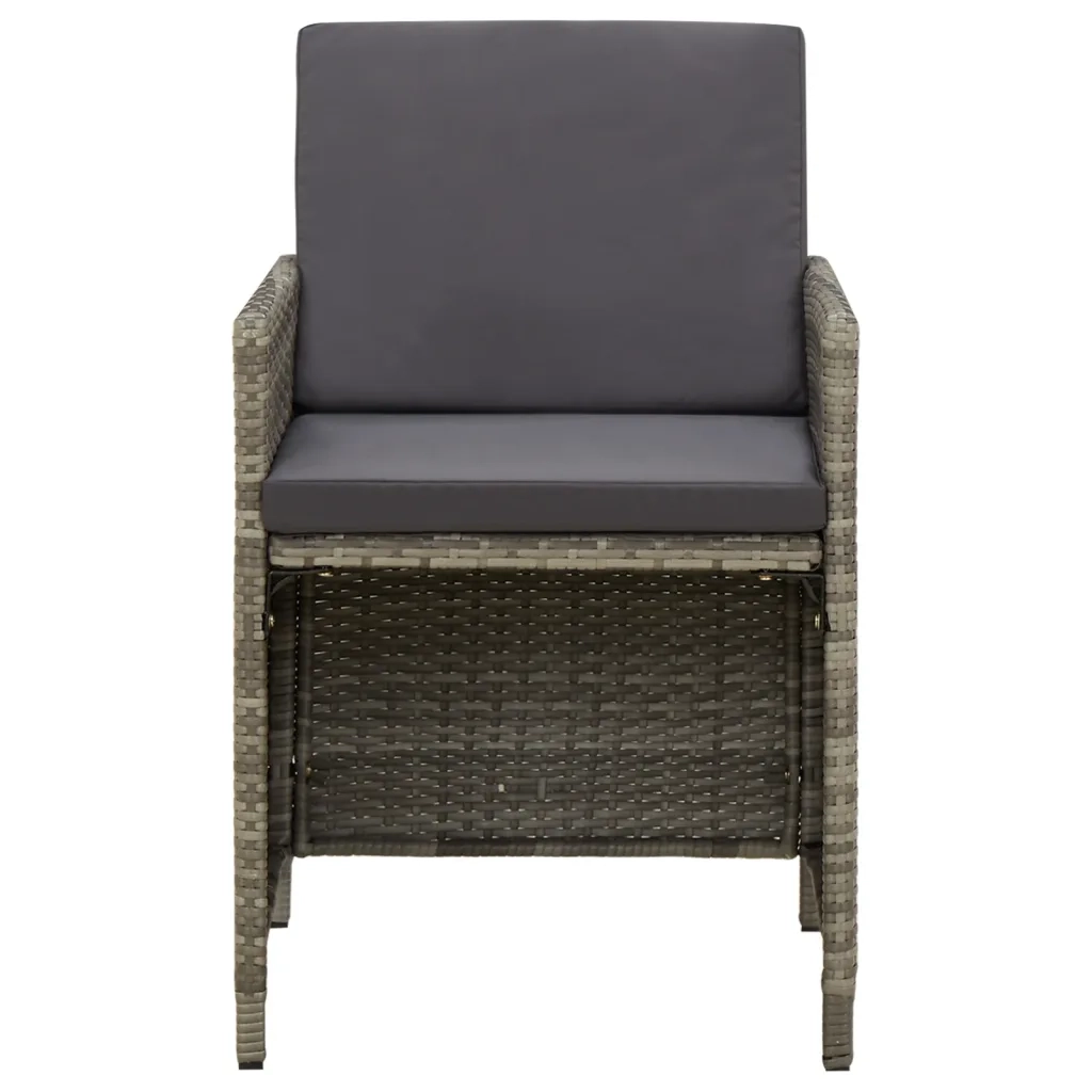 Sedie da Giardino 4 pz | Sedie da Esterno con Cuscini in Polyrattan Grigio