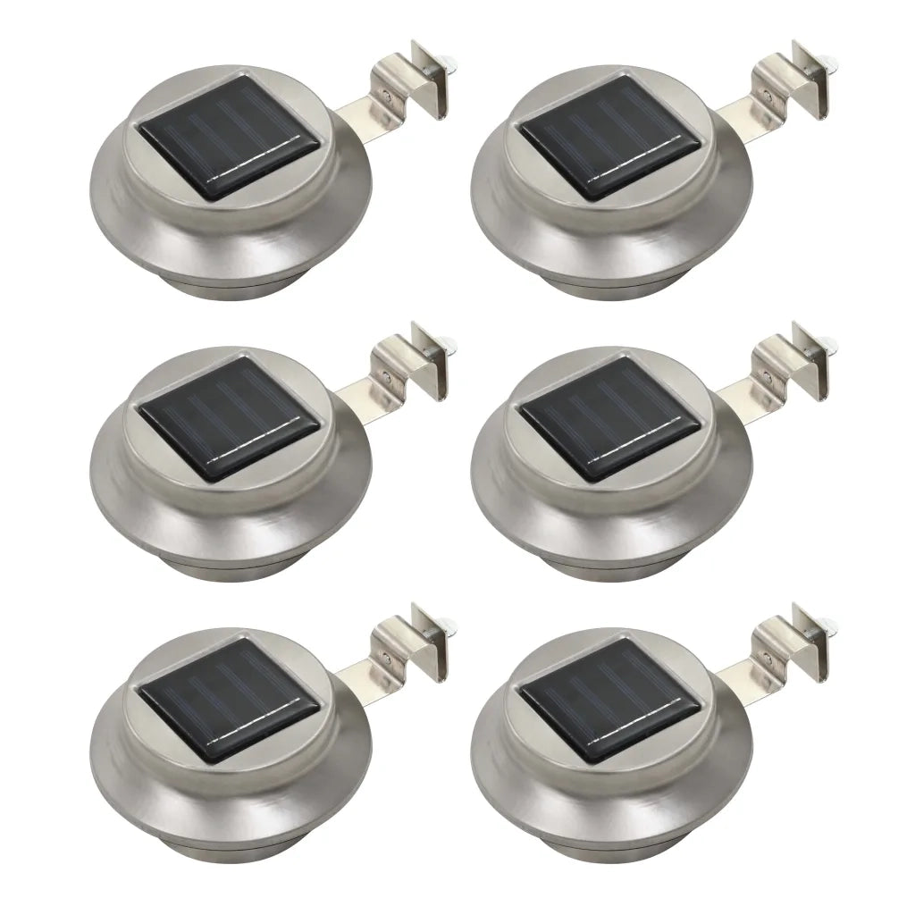 Set di 6 luci solari a LED rotonde per esterni 12 x 6,5 cm accensione automatica design argento 02_0045899