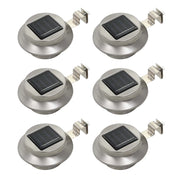Set di 6 luci solari a LED rotonde per esterni 12 x 6,5 cm accensione automatica design argento 02_0045899