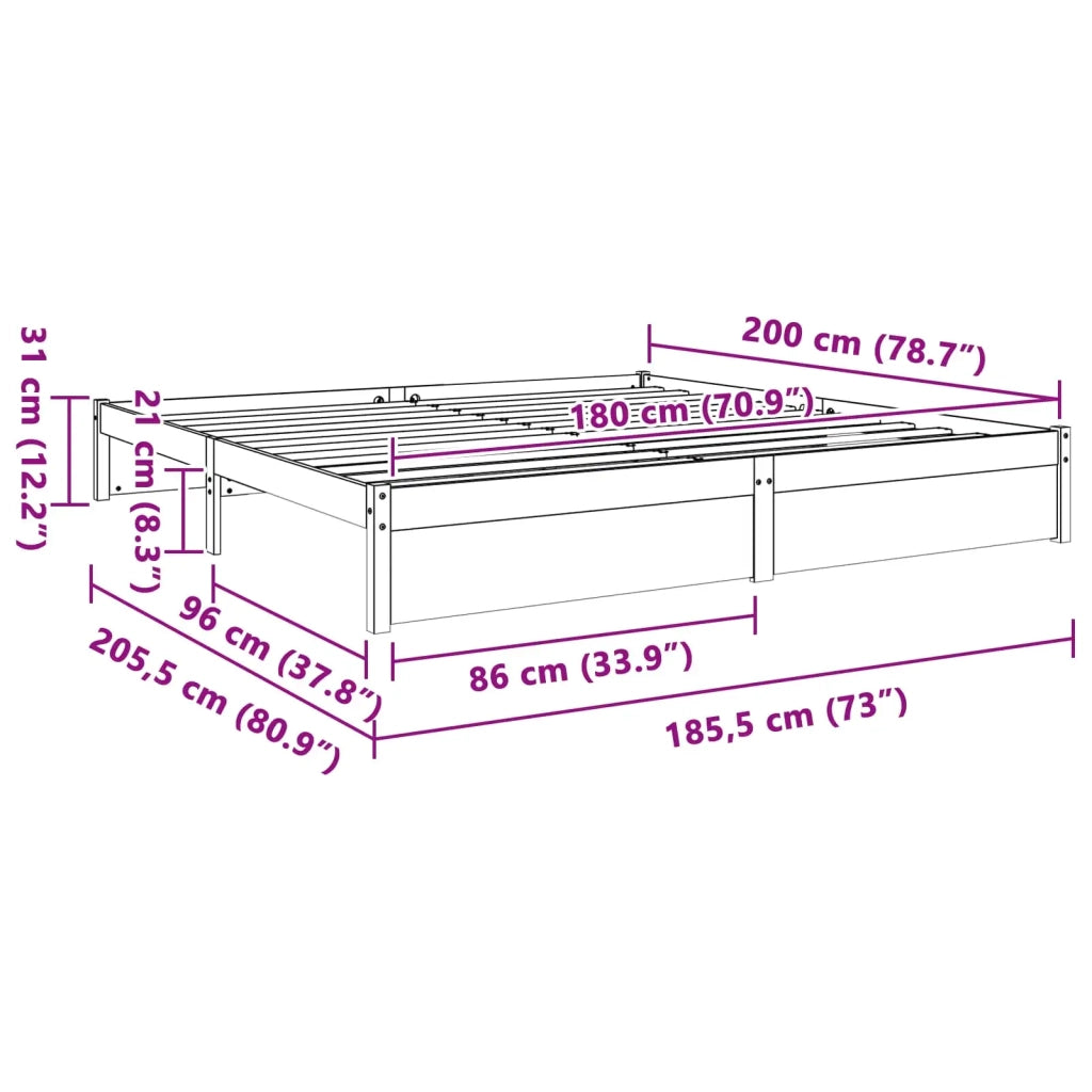 Letto matrimoniale | Letto per adulti | Struttura del letto Marrone cerato 180 x 200 cm