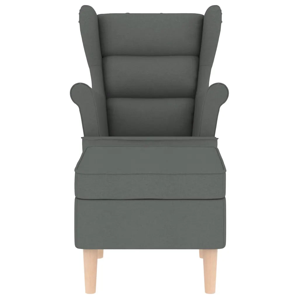 Poltrona con Poggiapiedi Grigio Scuro in Tessuto 3307990