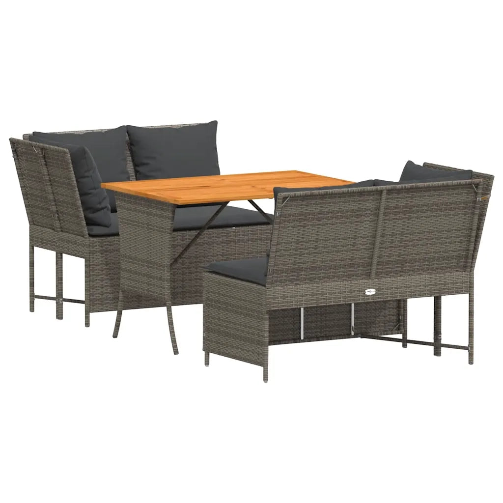 Set Divani da Giardino 3 pz | Set Salotto da Giardino con Cuscini Grigio in Polyrattan