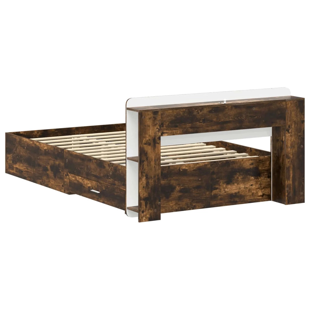 Telaio del letto con storage Rovere Fumo 120 x 190 cm
