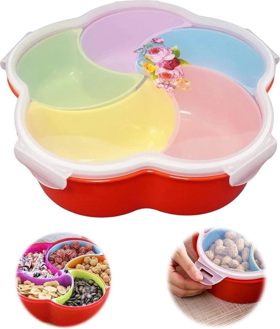 Piattaforma di stoccaggio con coperchio - Forma fiorale - Cassetti estratti - Plastica - Cucina a secco