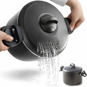 Pentola 22cm Coperchio Scolapasta Autobloccante Scolì con Maniglie Autobloccanti