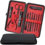 Set per Manicure con Nageliere - Professionale per Dita Spesse - 12 Pezzi - Acciaio Inossidabile