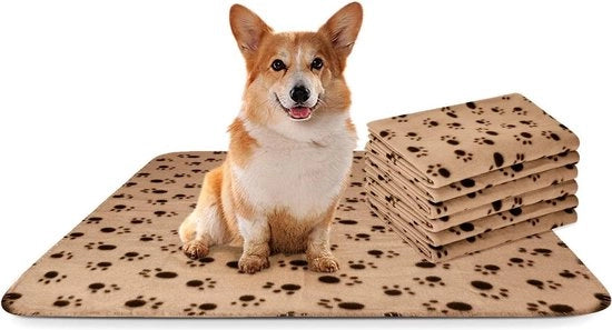Coperta morbida e calda per animali domestici, felpa per cani 75 * 75cm adatta per piccoli medi cani e cuccioli, gatti, colore beige.