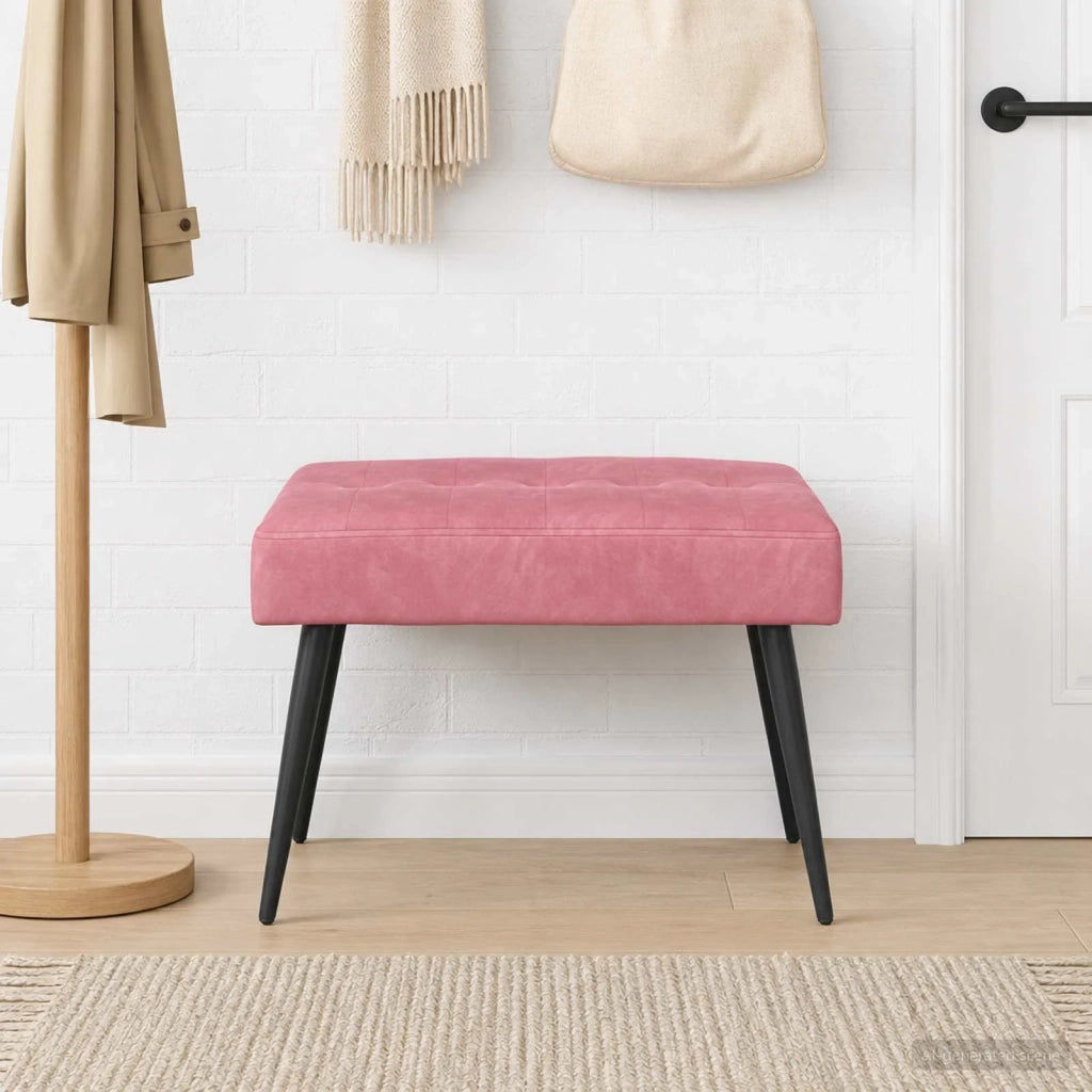Panchina con bottoni imbottiti Rosa 60 x 40 x 45 cm Velluto 42038505