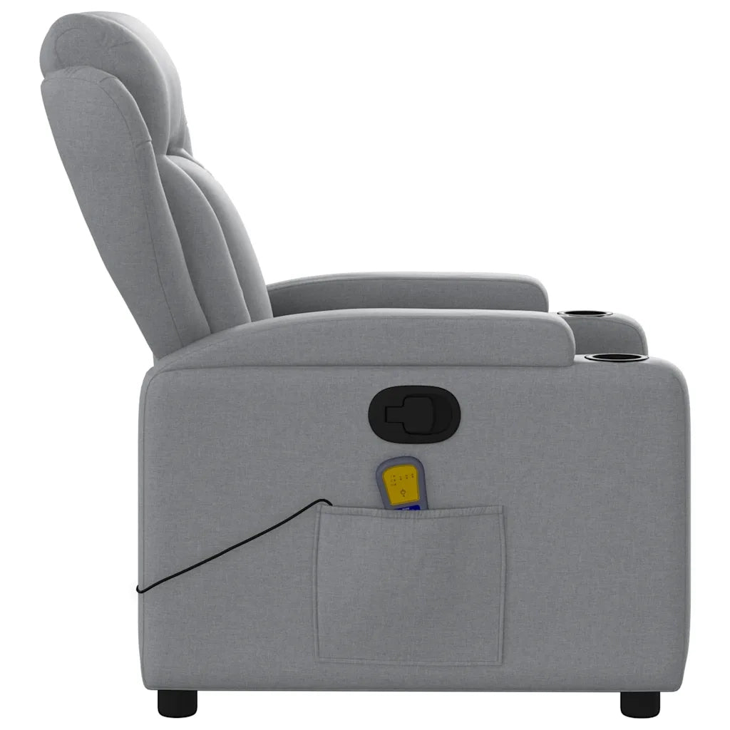 Divano Sedia-Poltrona Massaggiante Reclinabile Grigio Chiaro in Tessuto 817104