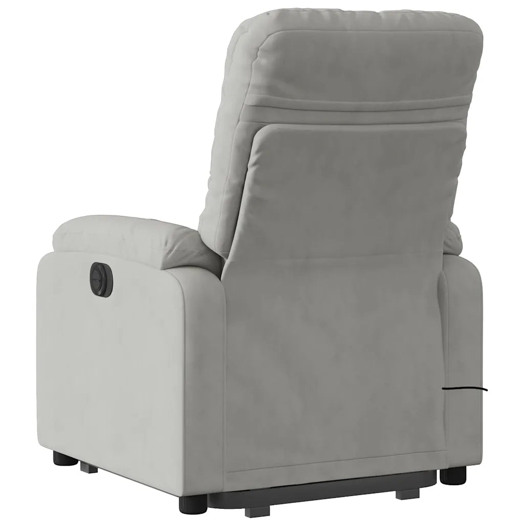 Poltrona a Rialzo Reclinabile Massaggi Grigio Chiaro Microfibra 3204951