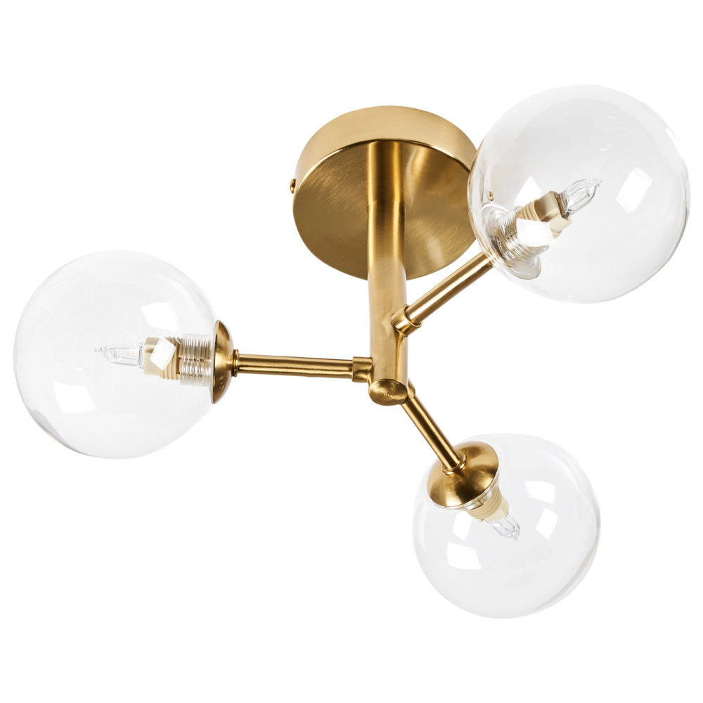 Plafoniera a 3 luci in vetro d'ottone e metallo di ferro Illuminazione del soggiorno dall'aspetto moderno e glamour