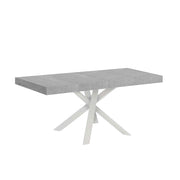Tavolo allungabile 90x90/194 cm Clerko Premium Cemento gambe Bianche