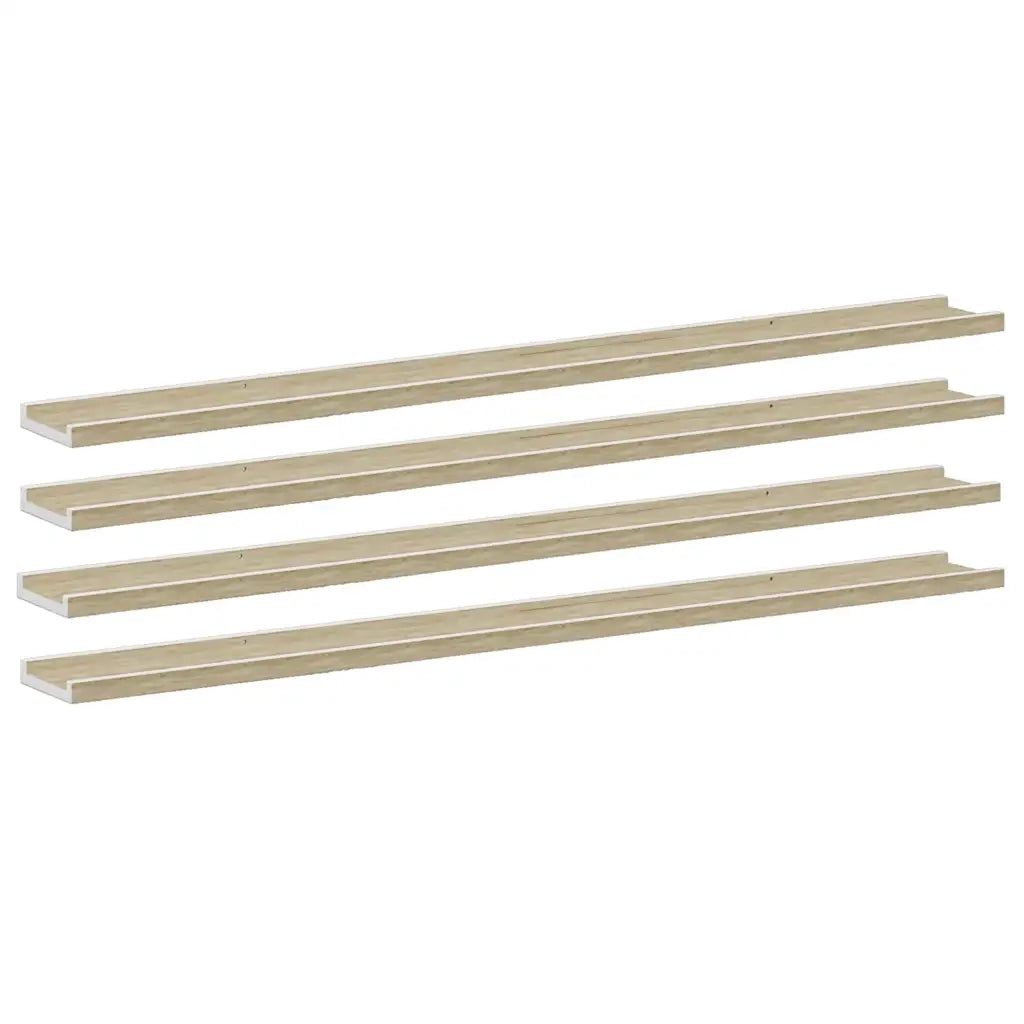 Mensole da Parete 4 pz Bianco e Rovere Sonoma 115x9x3 cm cod mxl 33064